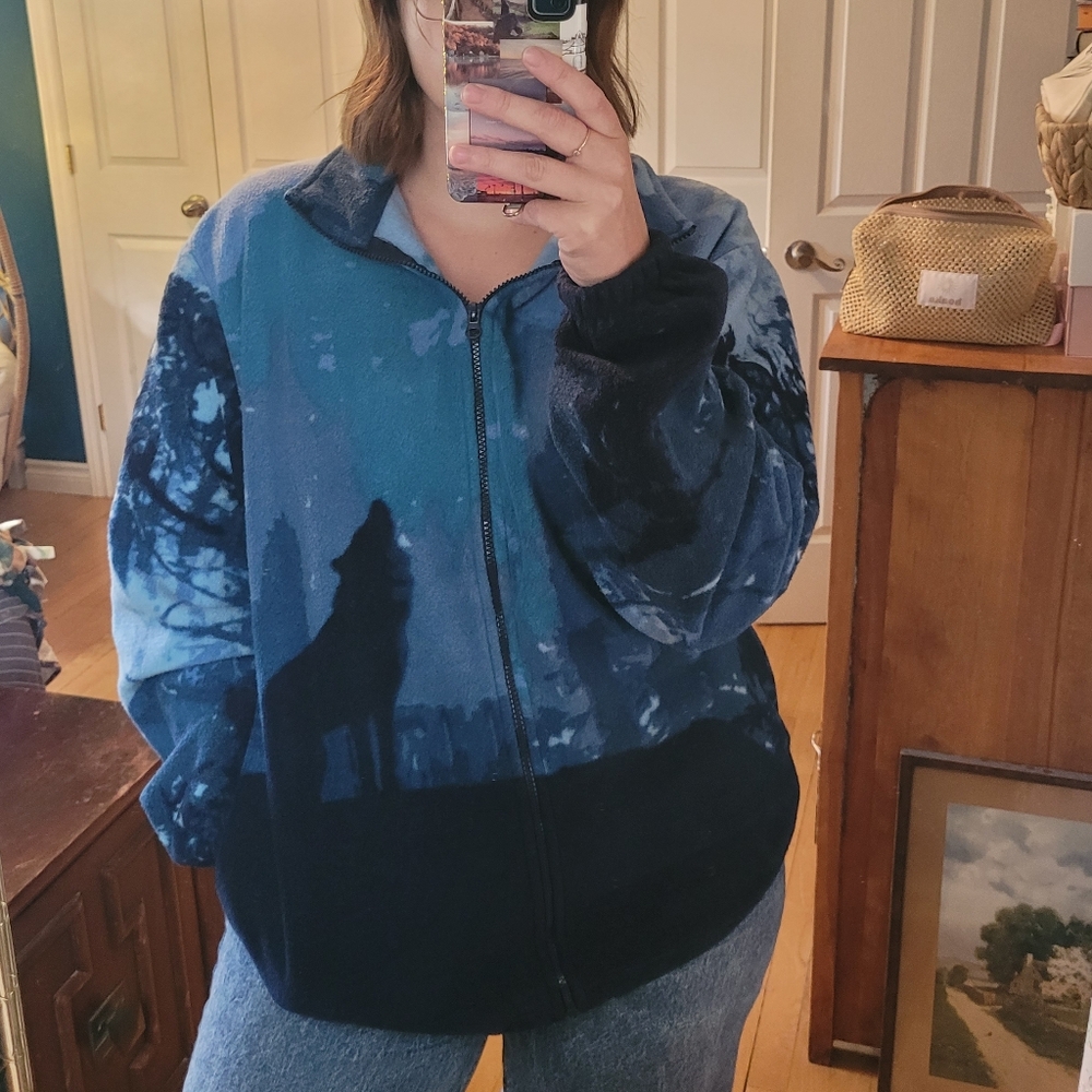 Blue Wolf Print Women's Jacket